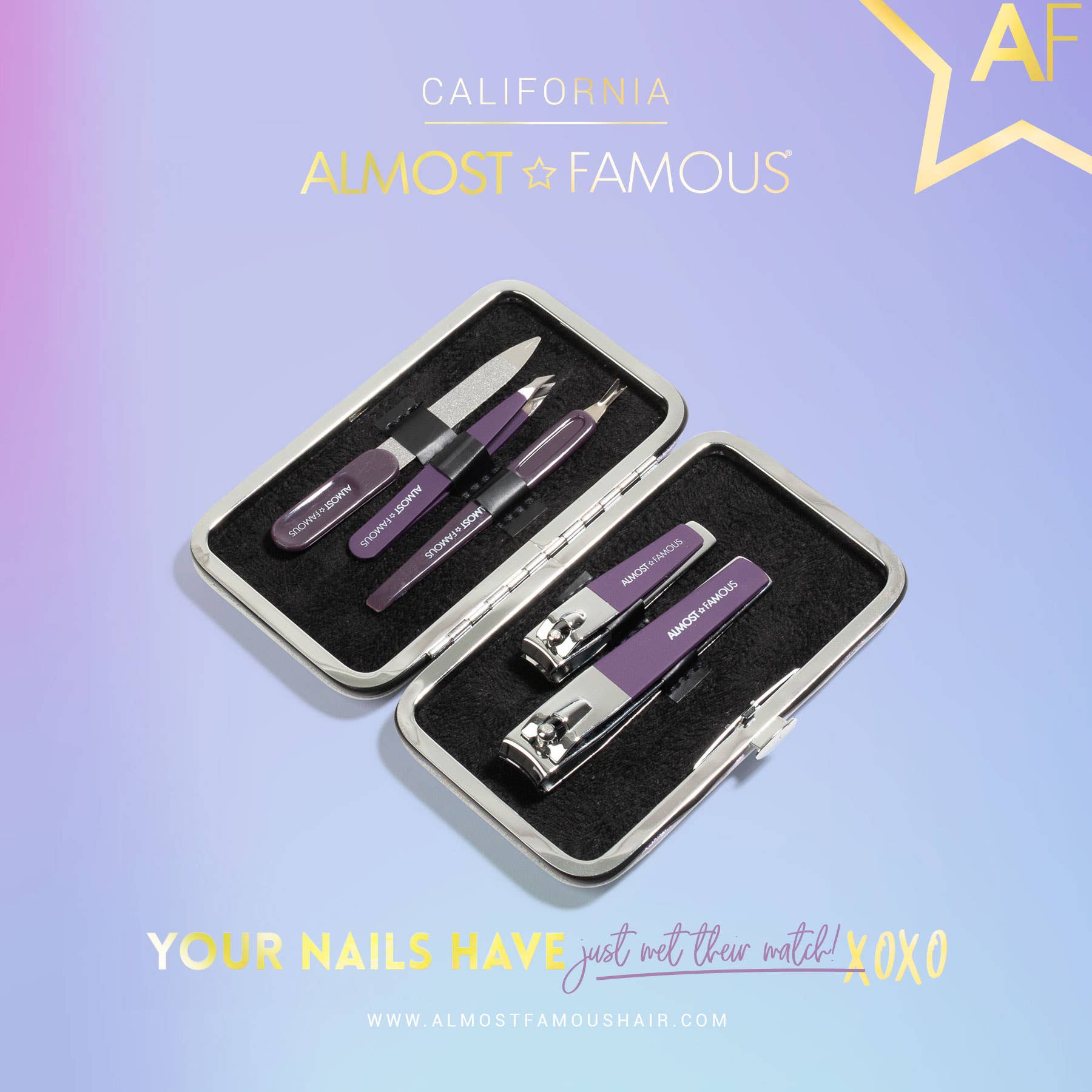 5pc Manicure Kit w/ Holographic Travel Case