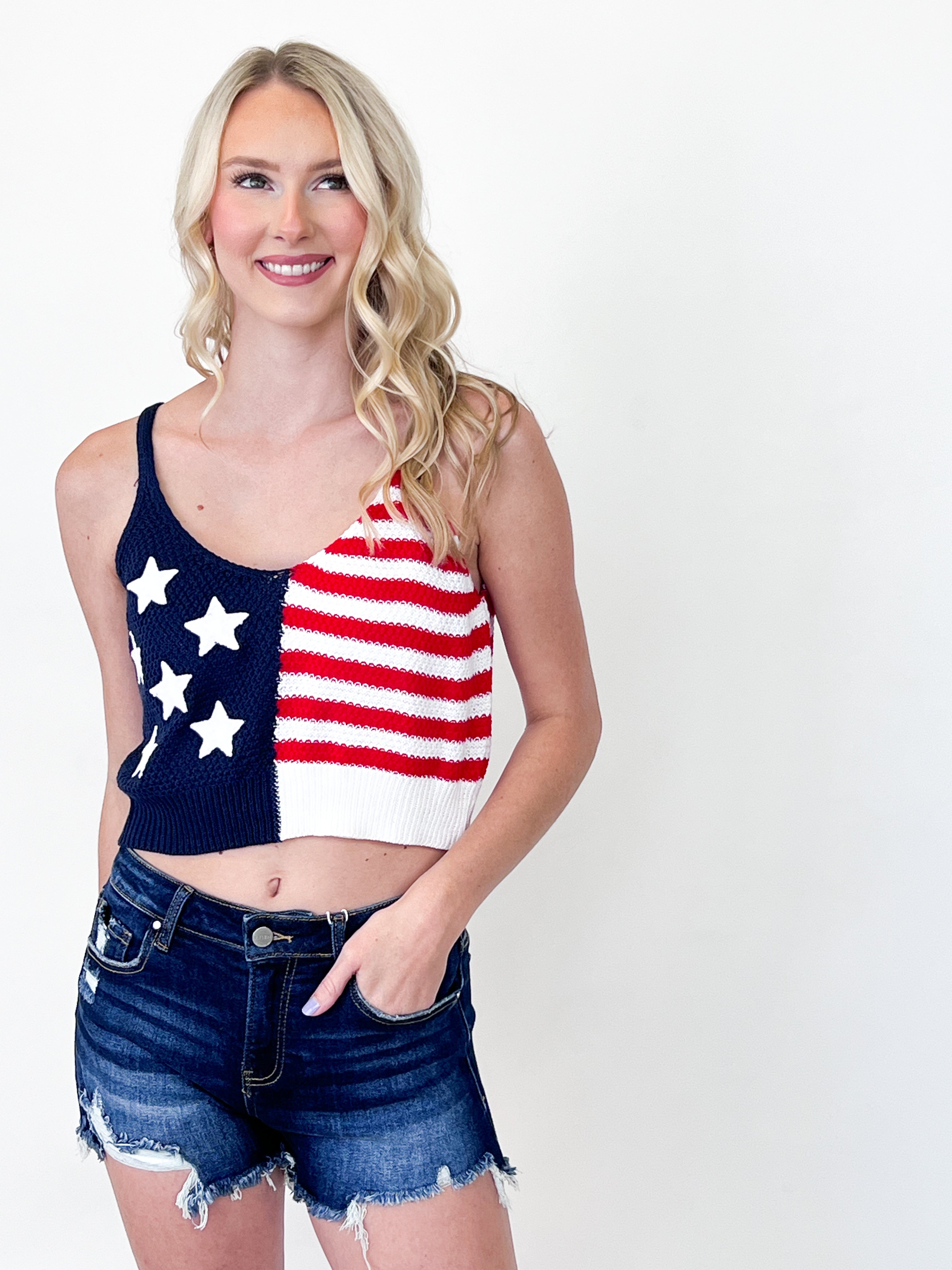 Libbie - American Flag Knit Top