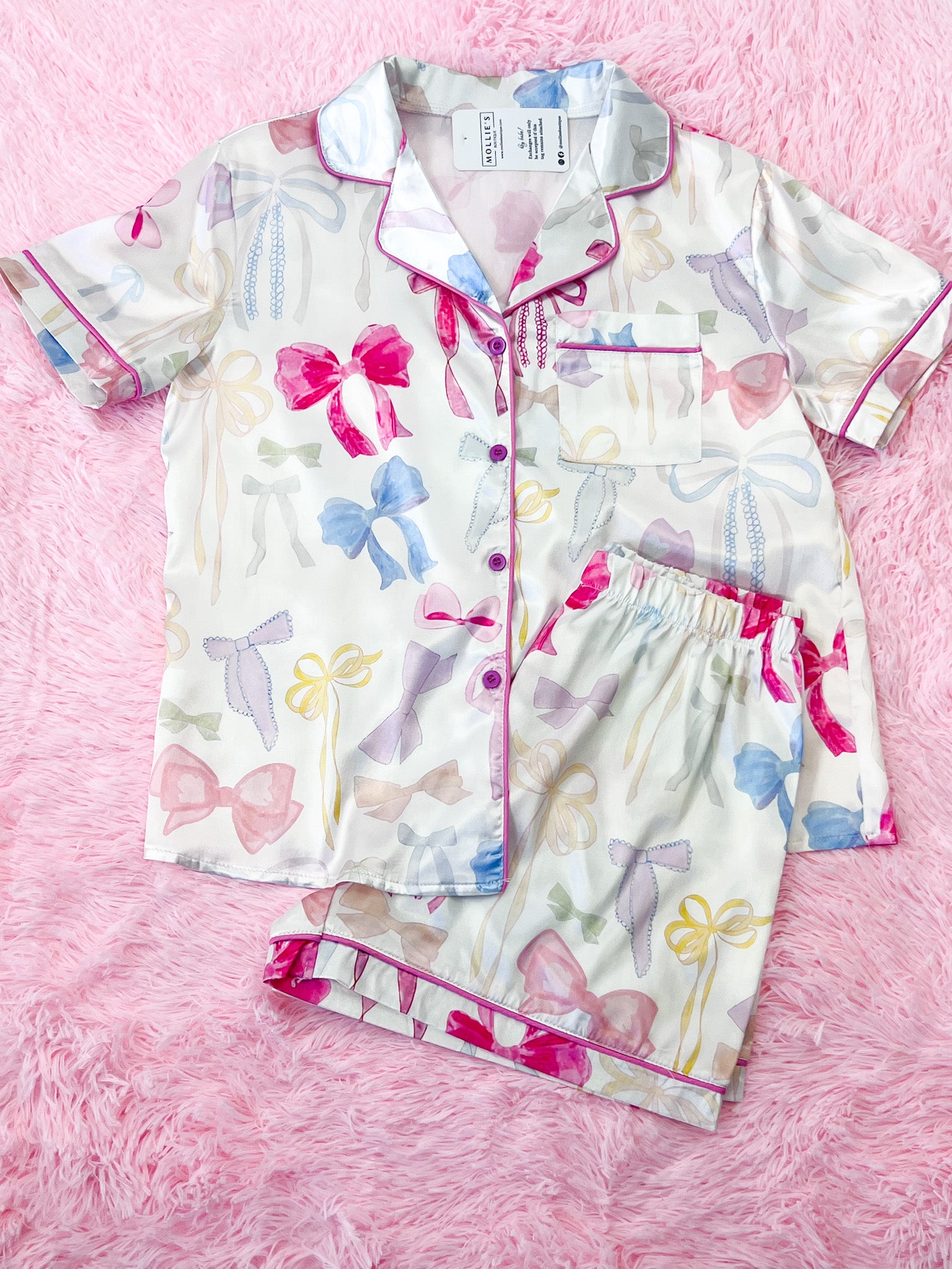 Satin Bow Pajama Set