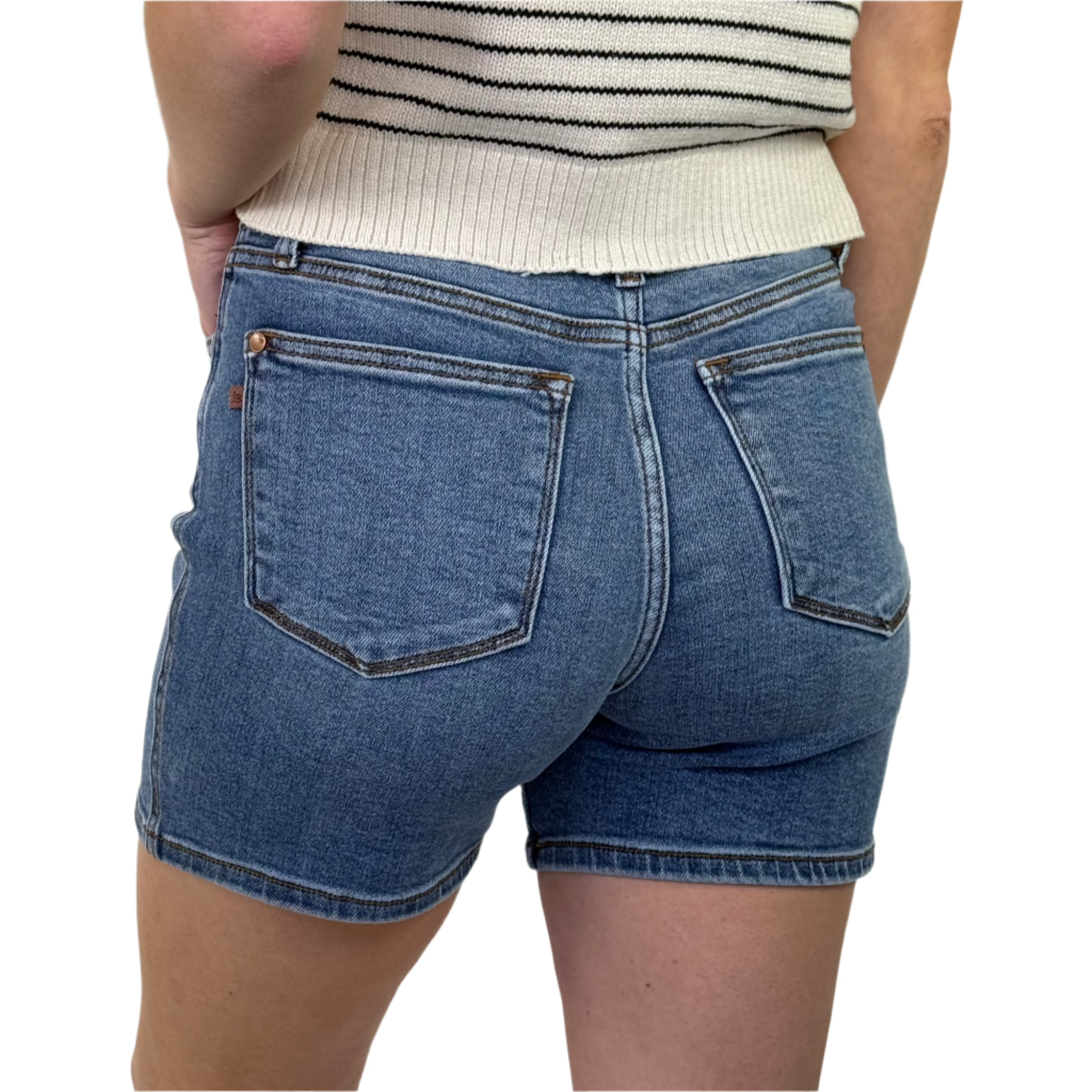 Regina - 2 Button Mid Length Dad Shorts