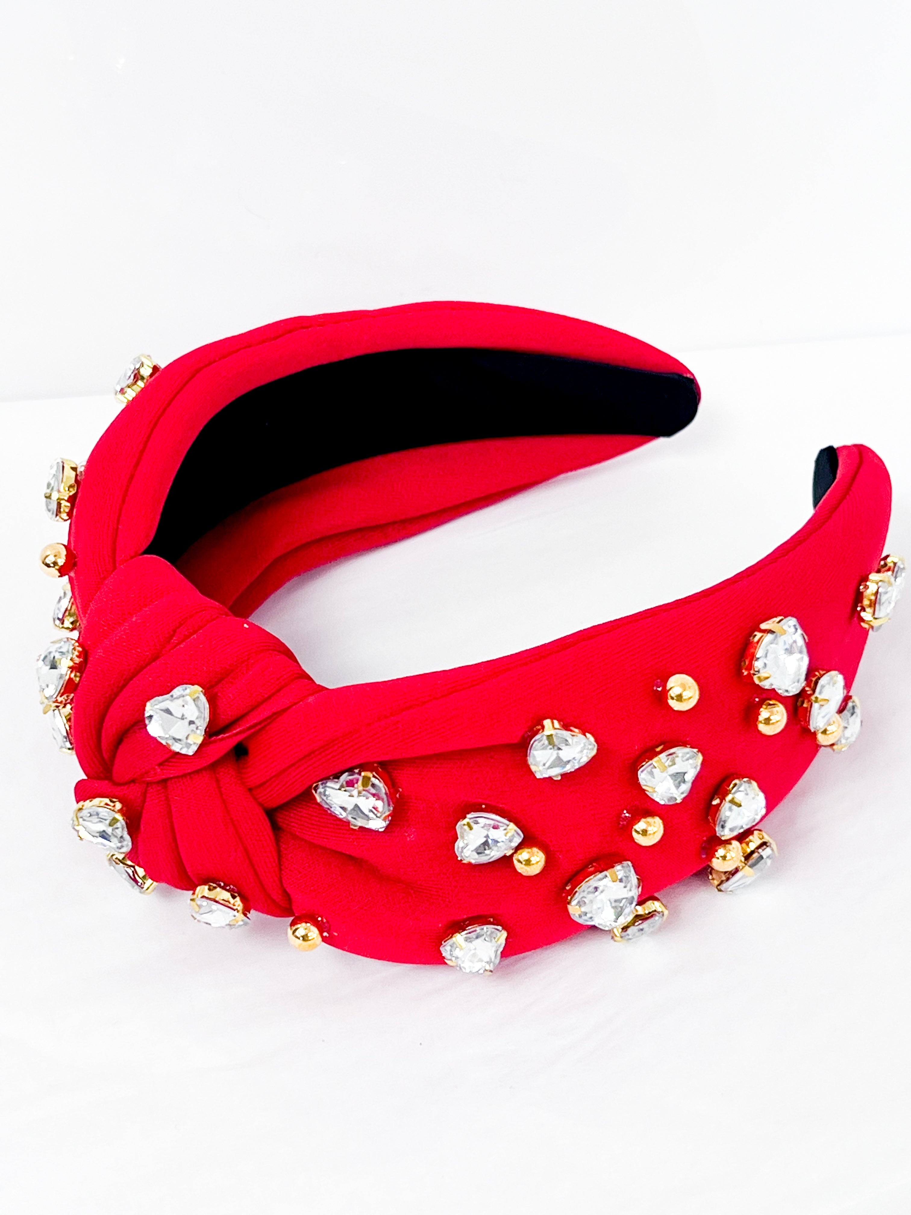 Vivienne - Red Rhinestone Heart Headband (Red)