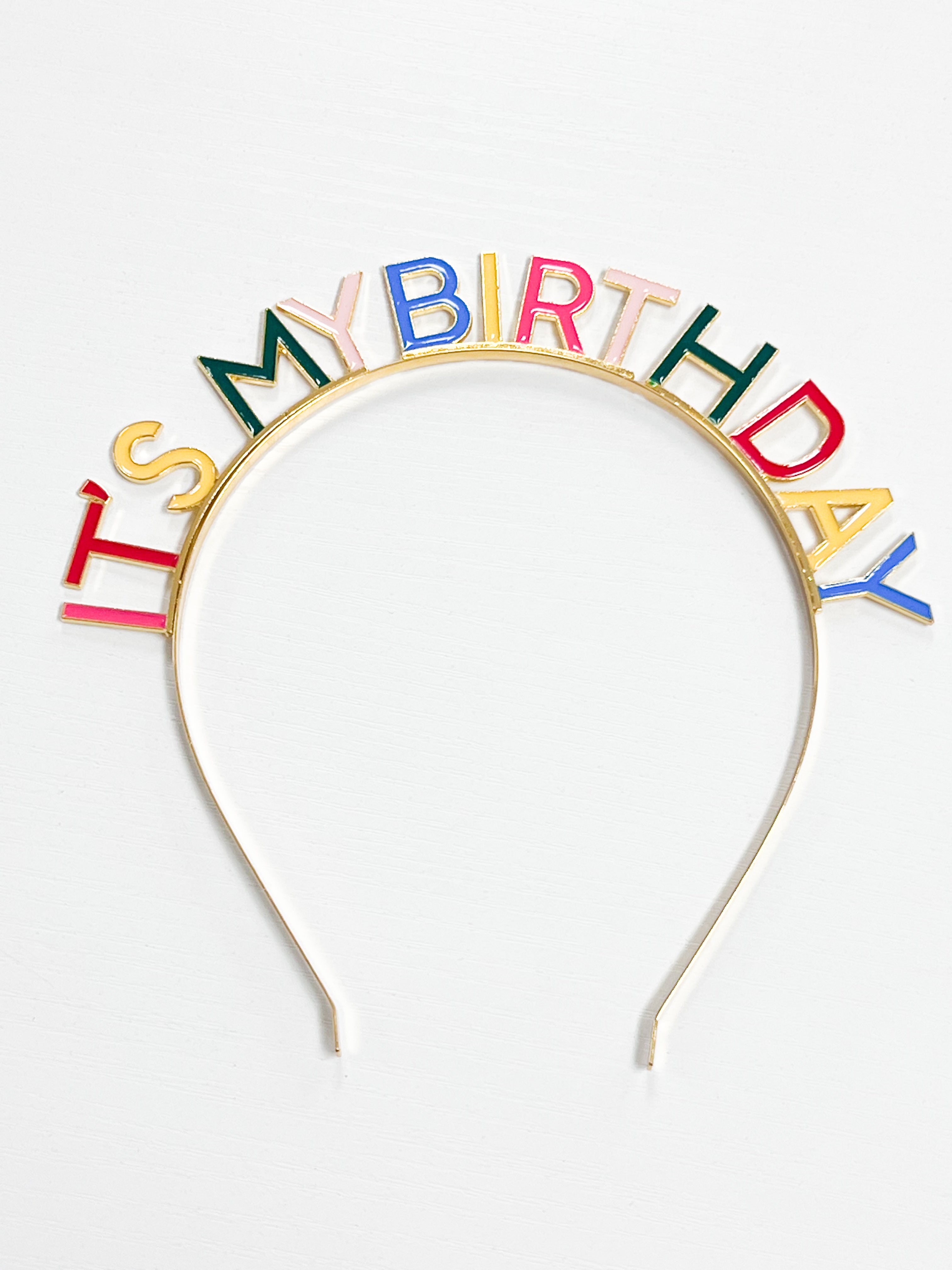 Multi Colored Enamel It's My Birthday Headband (Gold)
