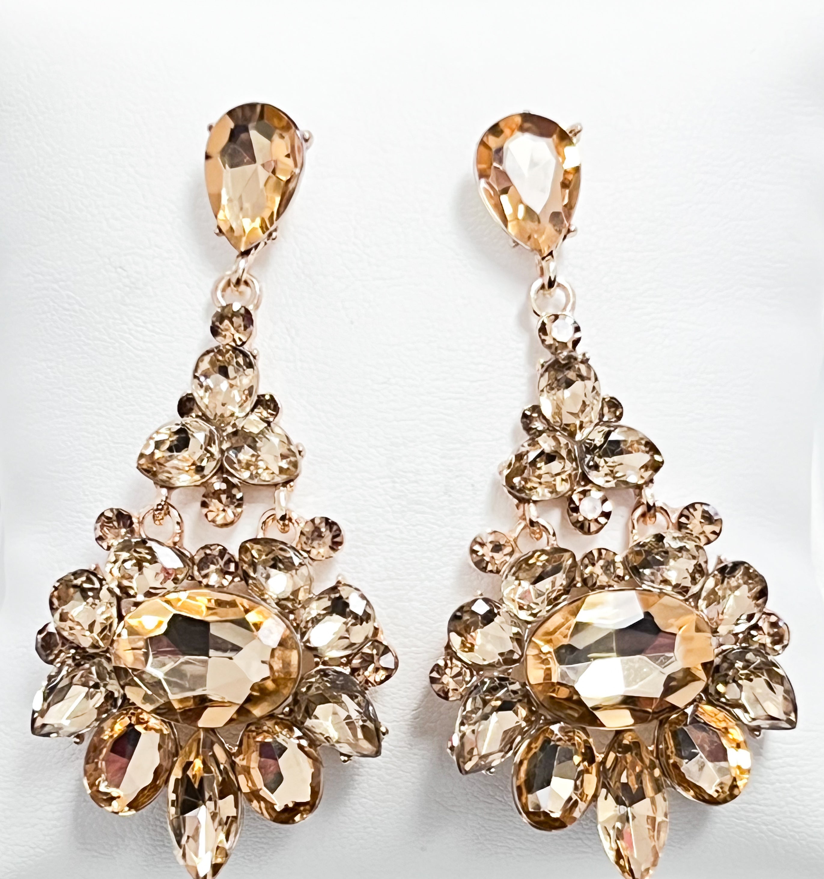 Roxi - Rhinestone Statement Drop Earrings (Topaz)