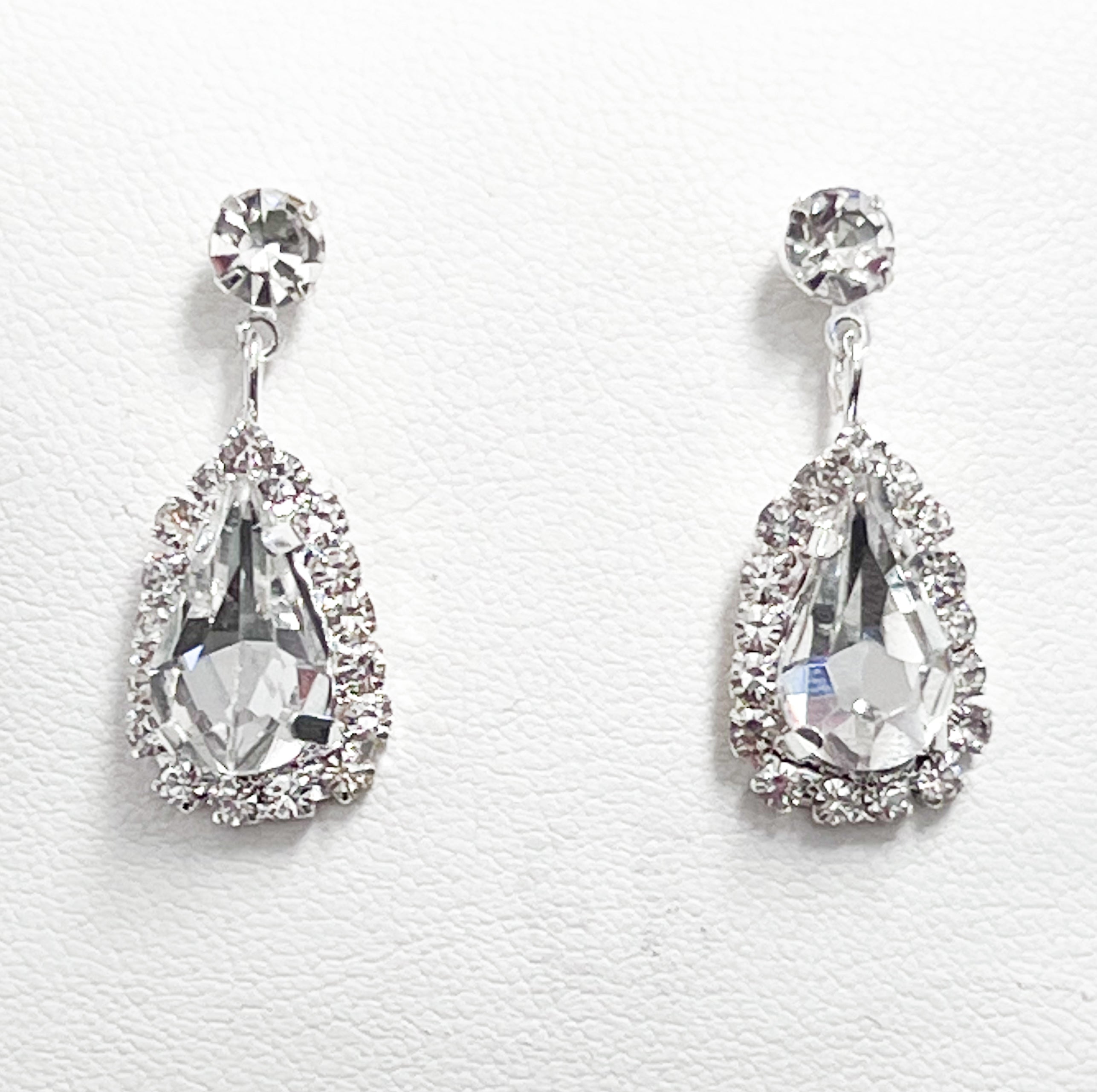 Claire - Clear Rhinestone Teardrop Earrings