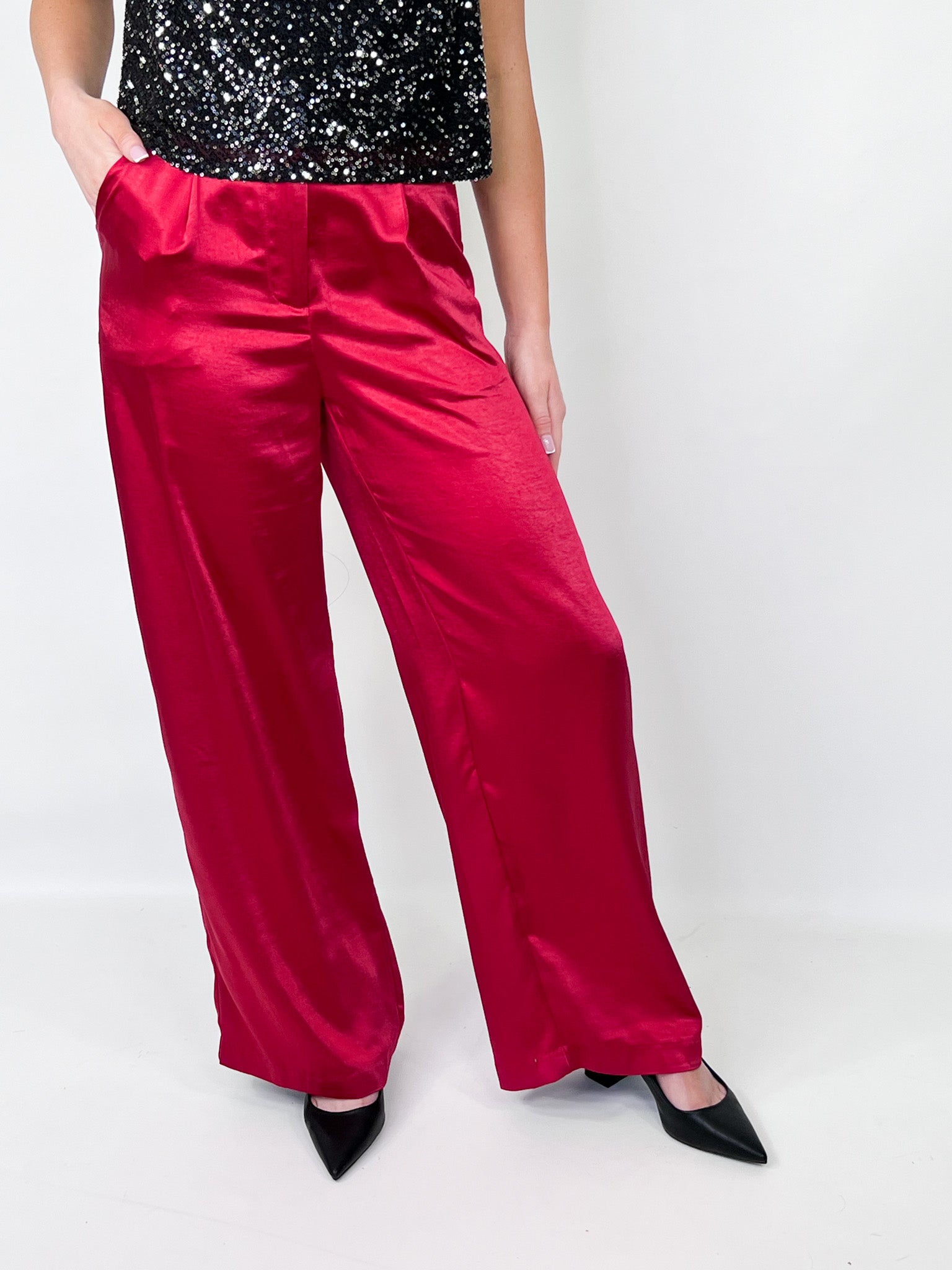 Valerie - Red Satin Pants