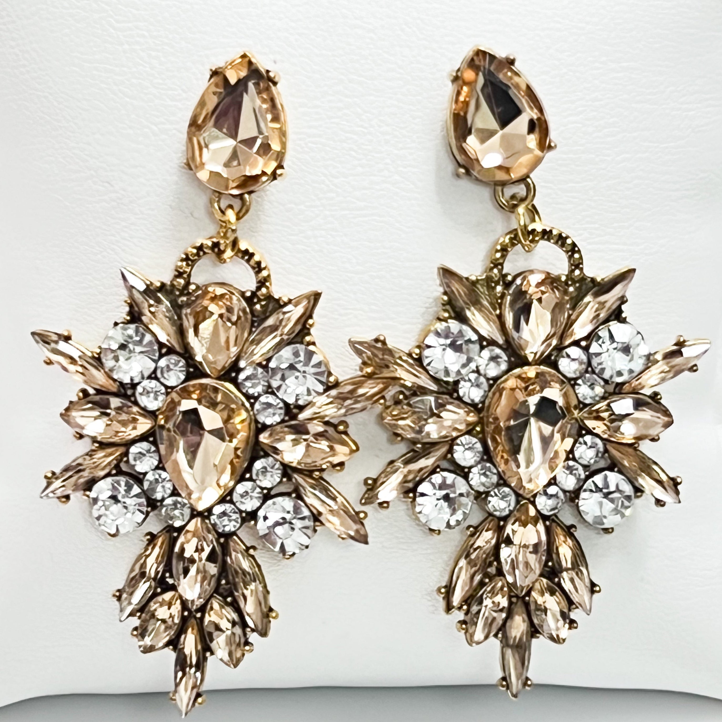 Jasmine - Rhinestone Statement Earrings (Topaz)