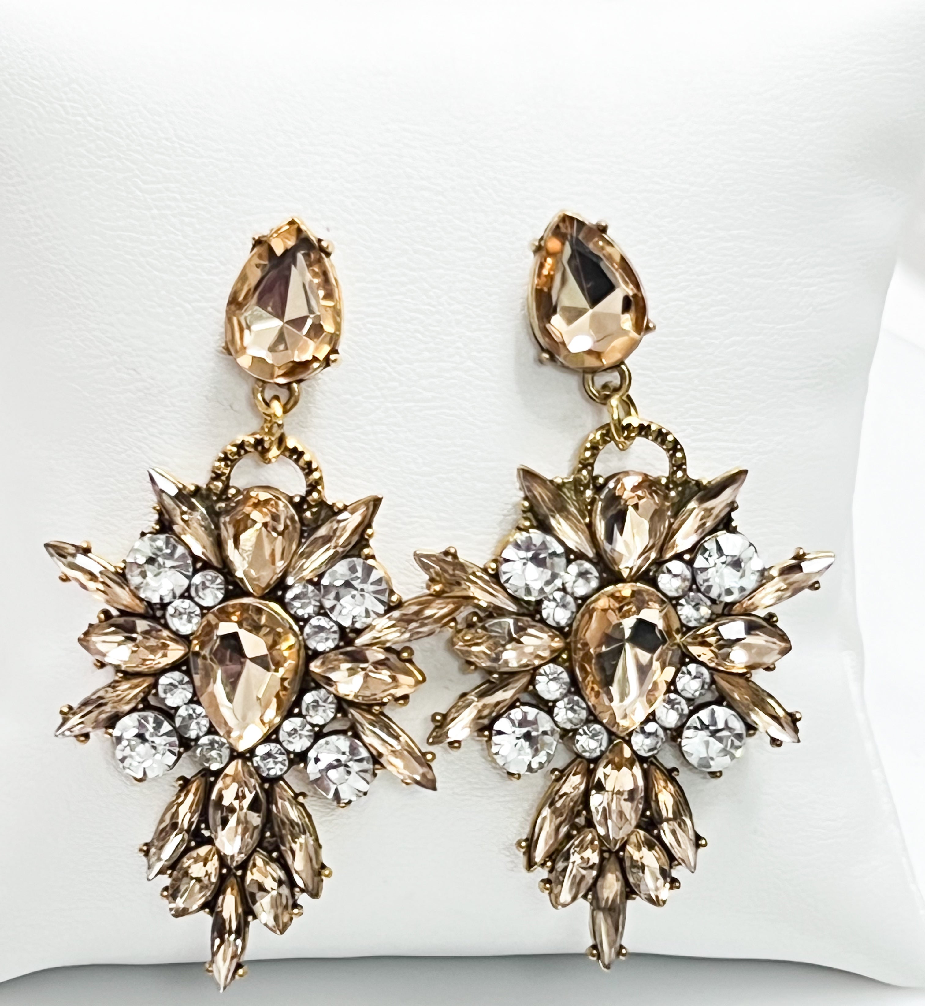 Jasmine - Rhinestone Statement Earrings (Topaz)