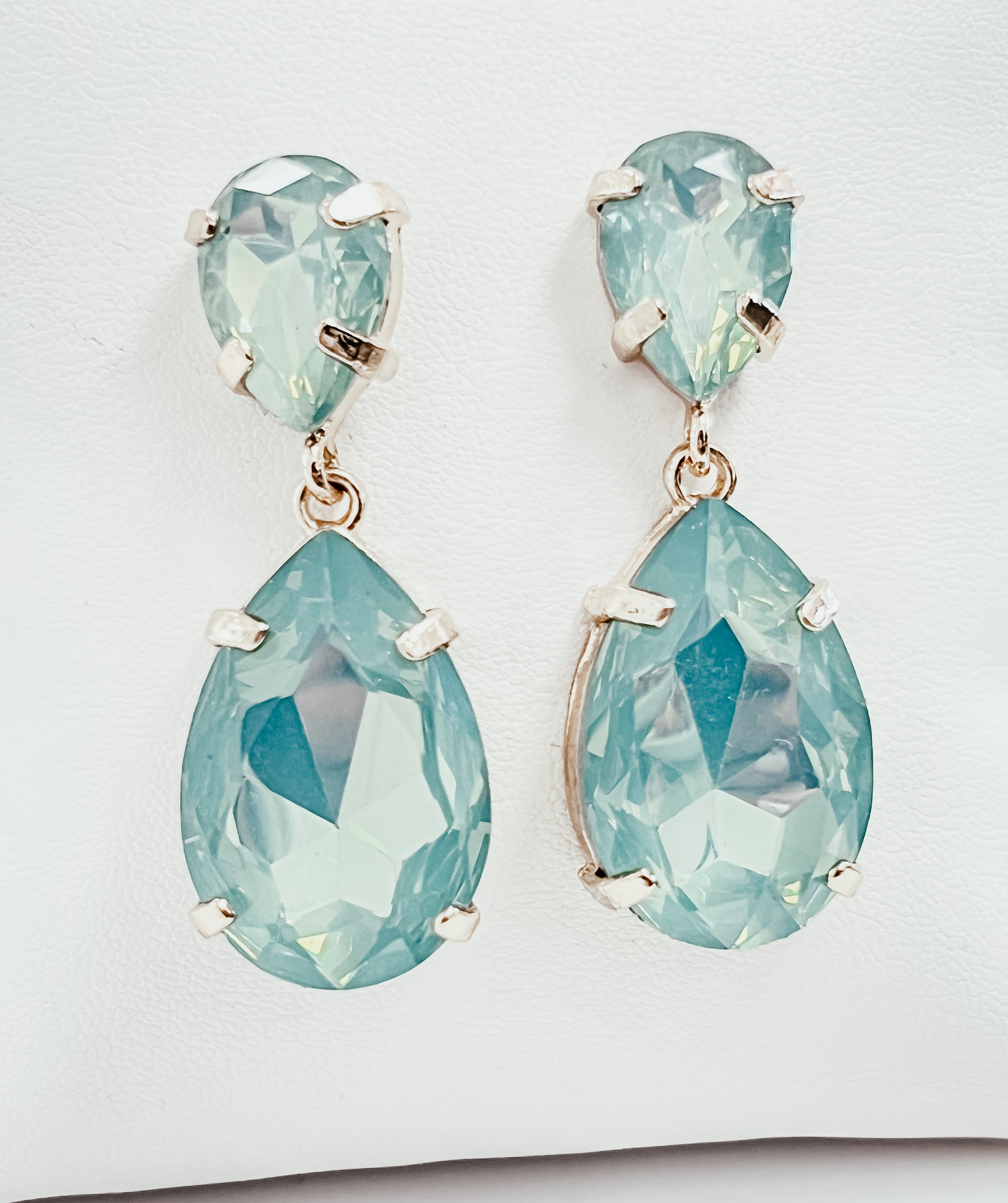 Elaine - Aquamarine Rhinestone Statement Earrings