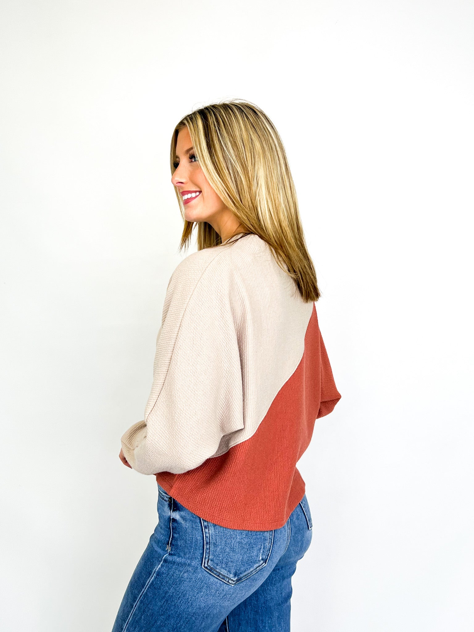 Shannon - Diagonal Color Block Knit Top