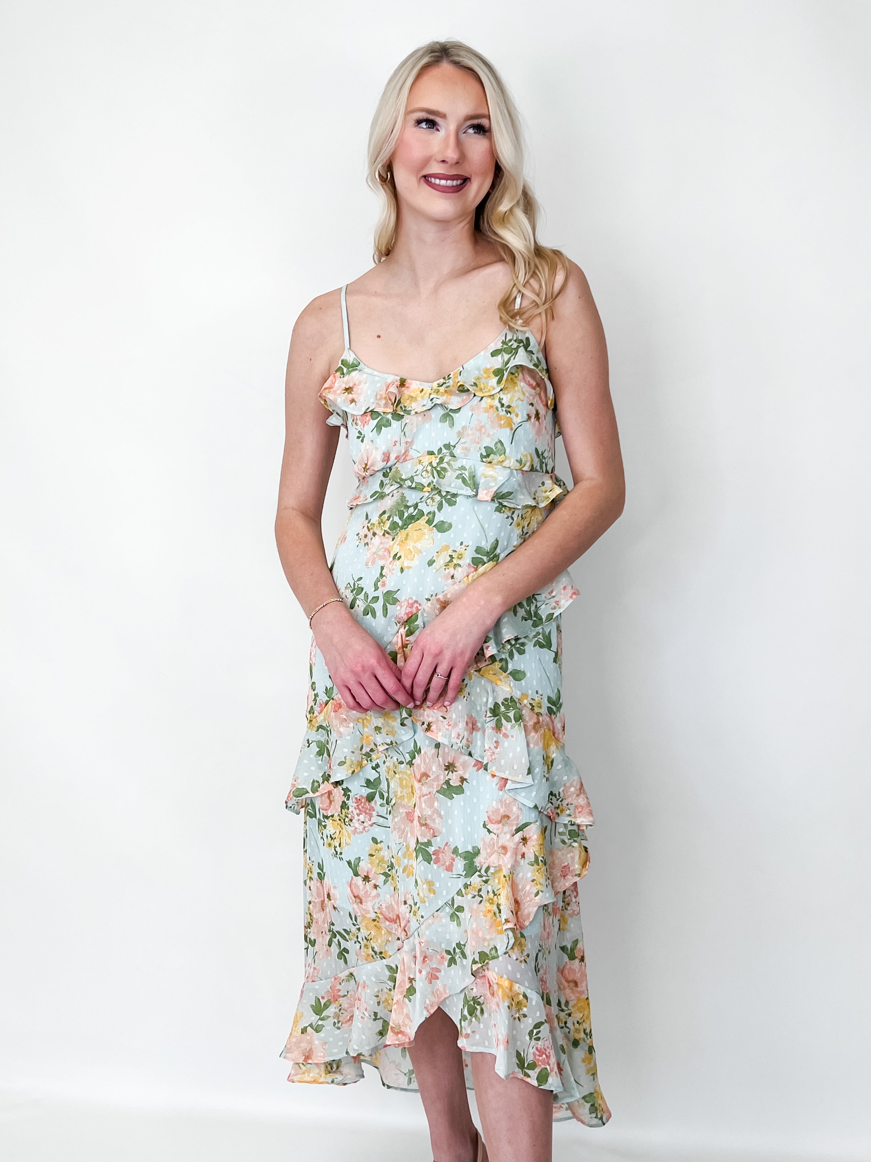 Naomi - Floral Ruffle Midi Dress