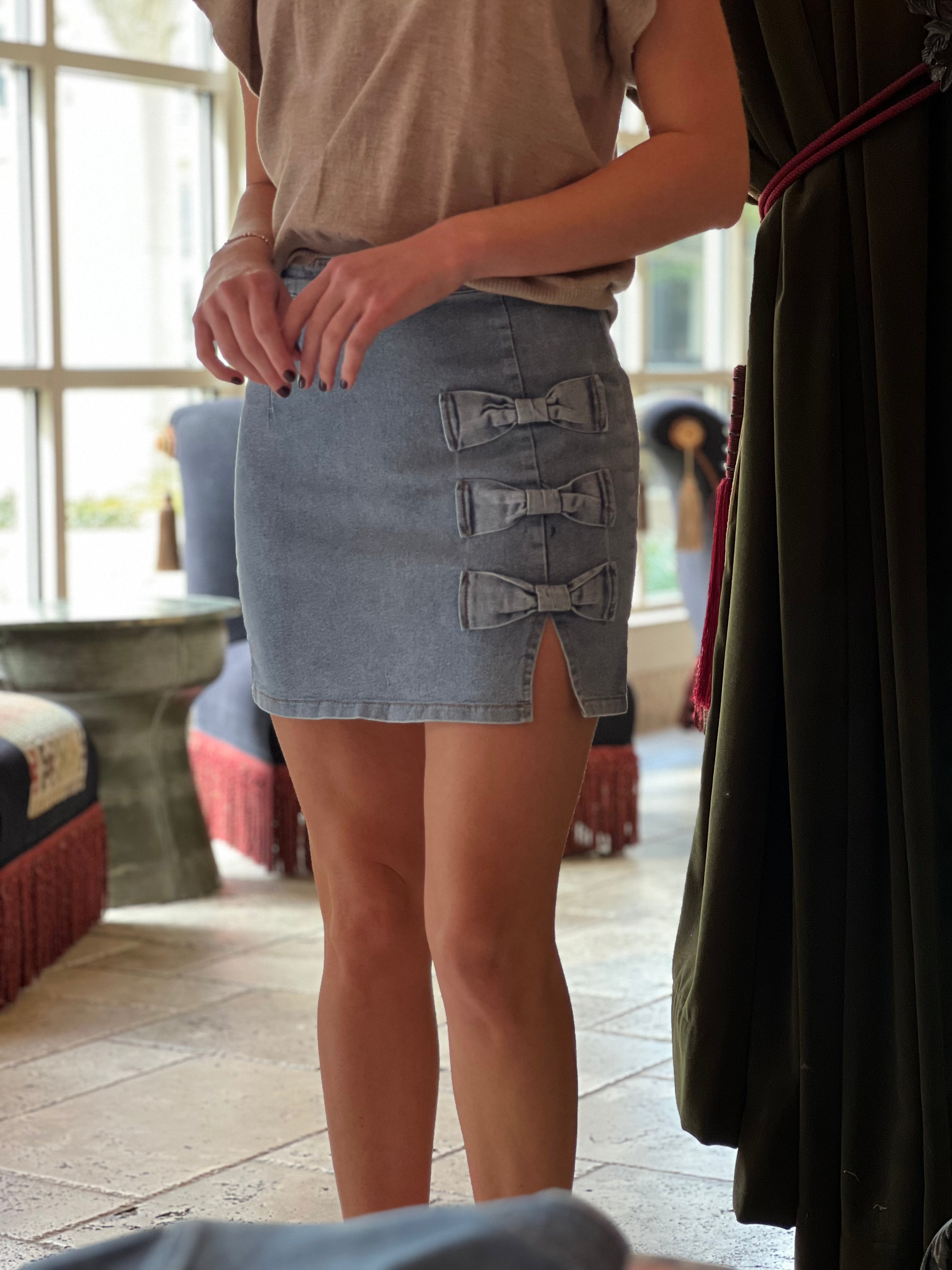 Dani - Denim Bow Skirt