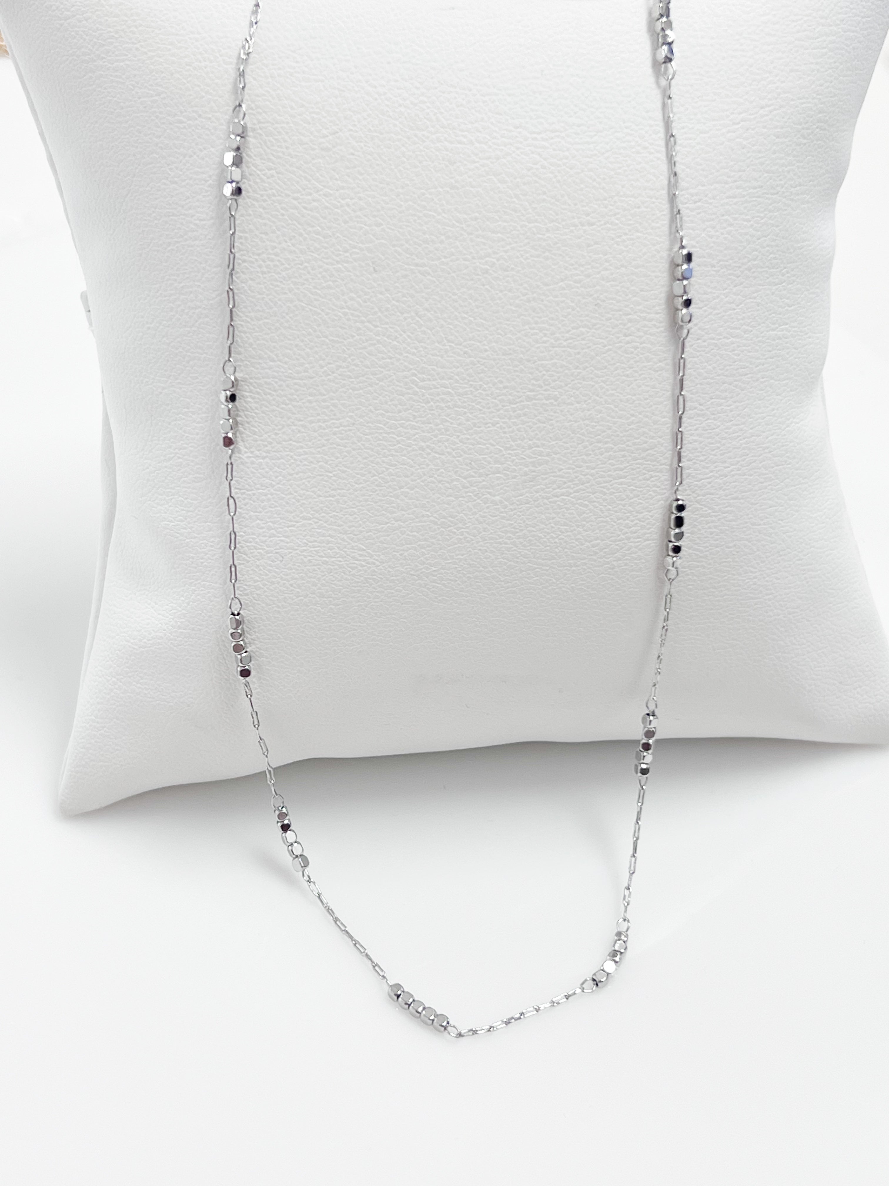 Kim - Silver Beaded Detail Necklace