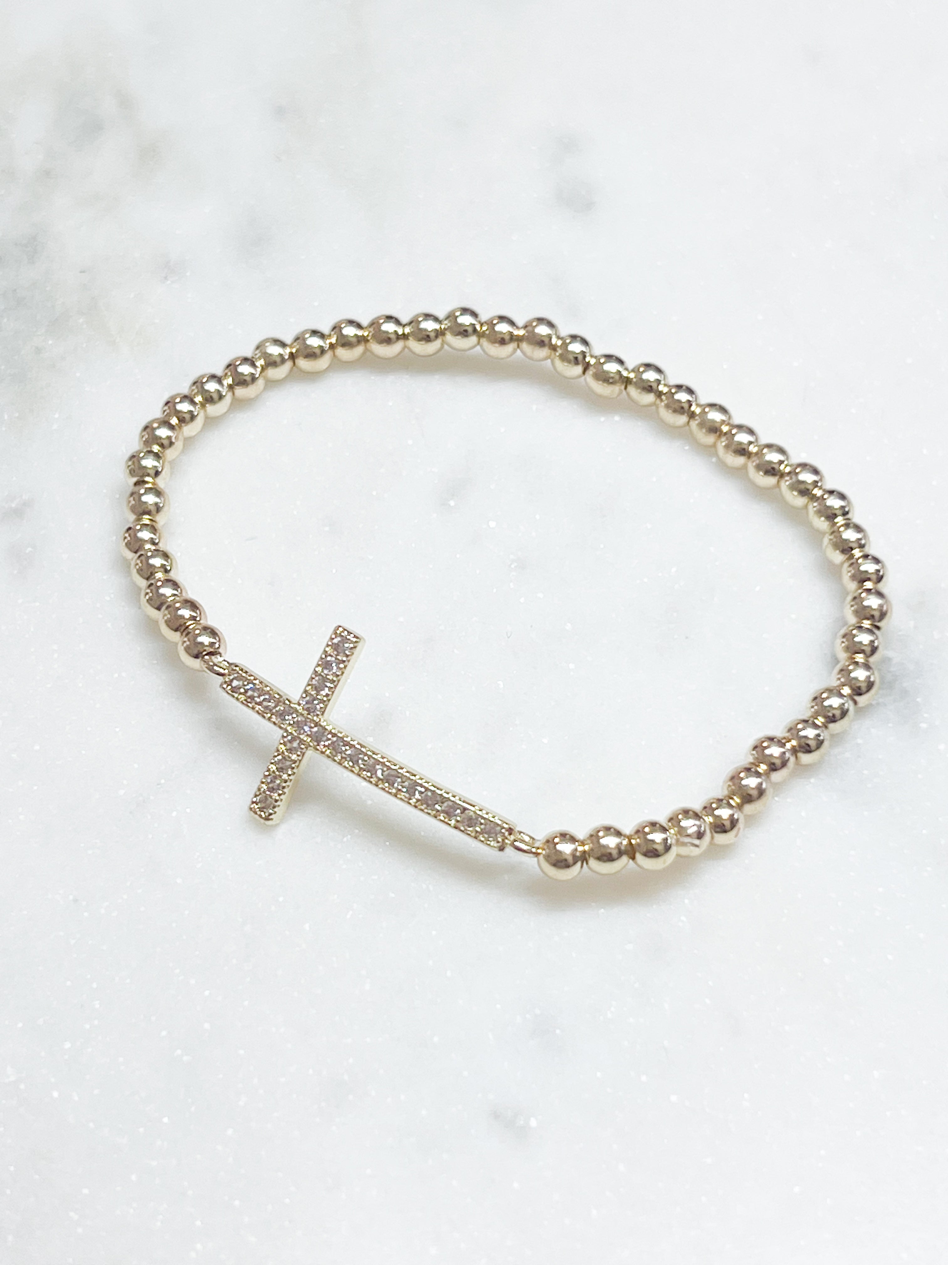 Ruth - Rhinestone Cross Beaded Bracelet