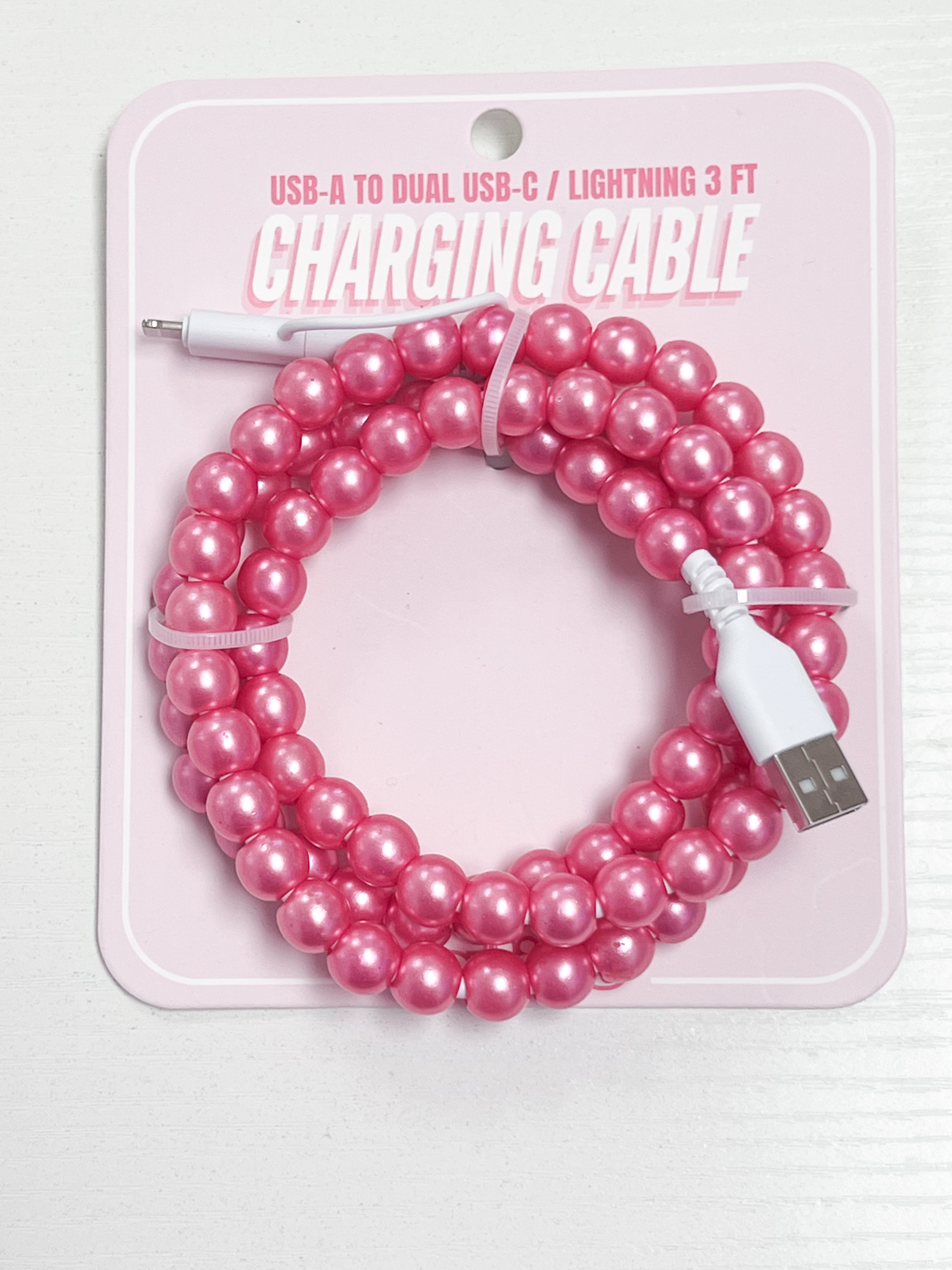 Pink Pearl Phone Charging Cable