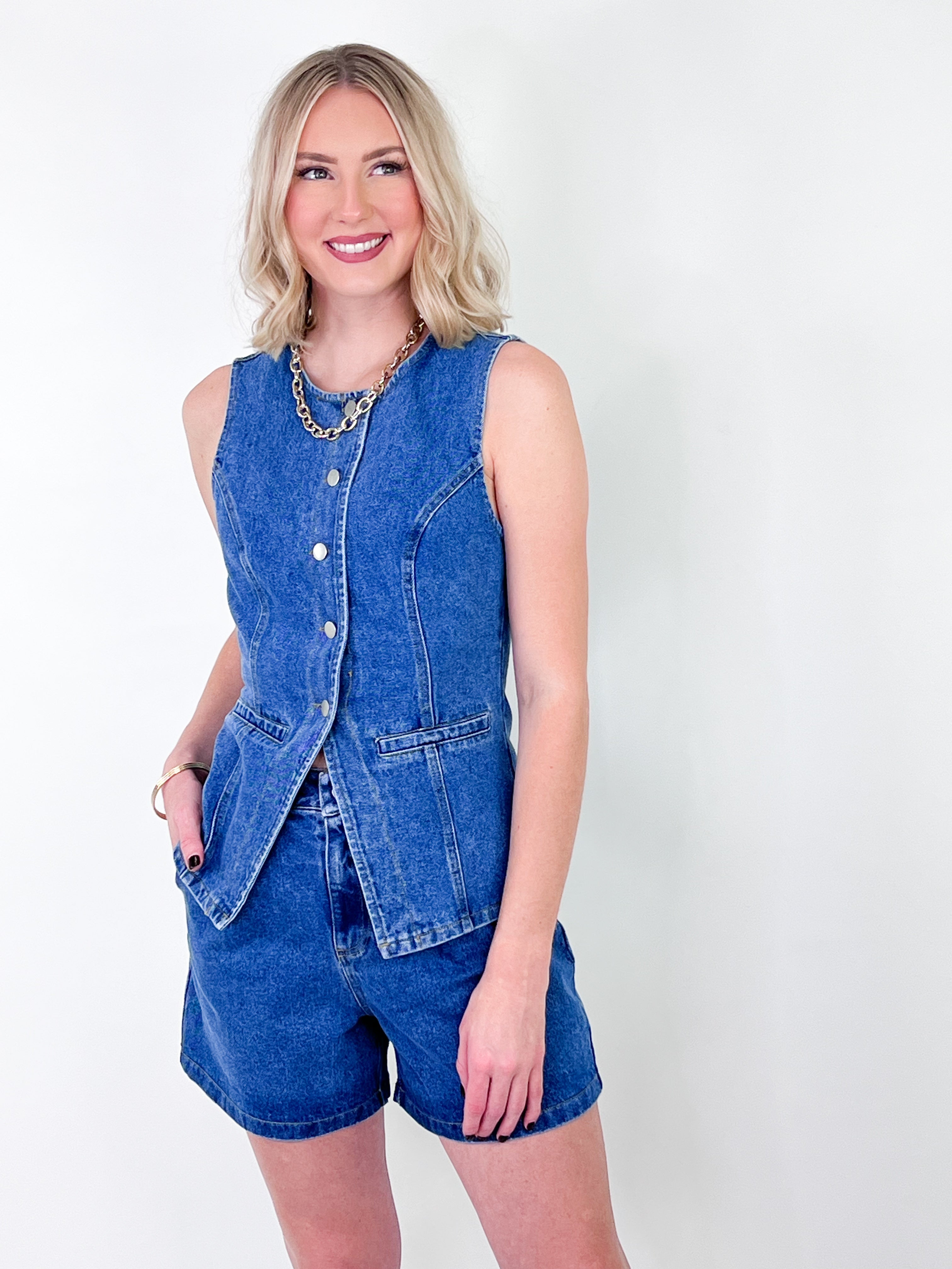 Taryn - Denim Vest + Short Set