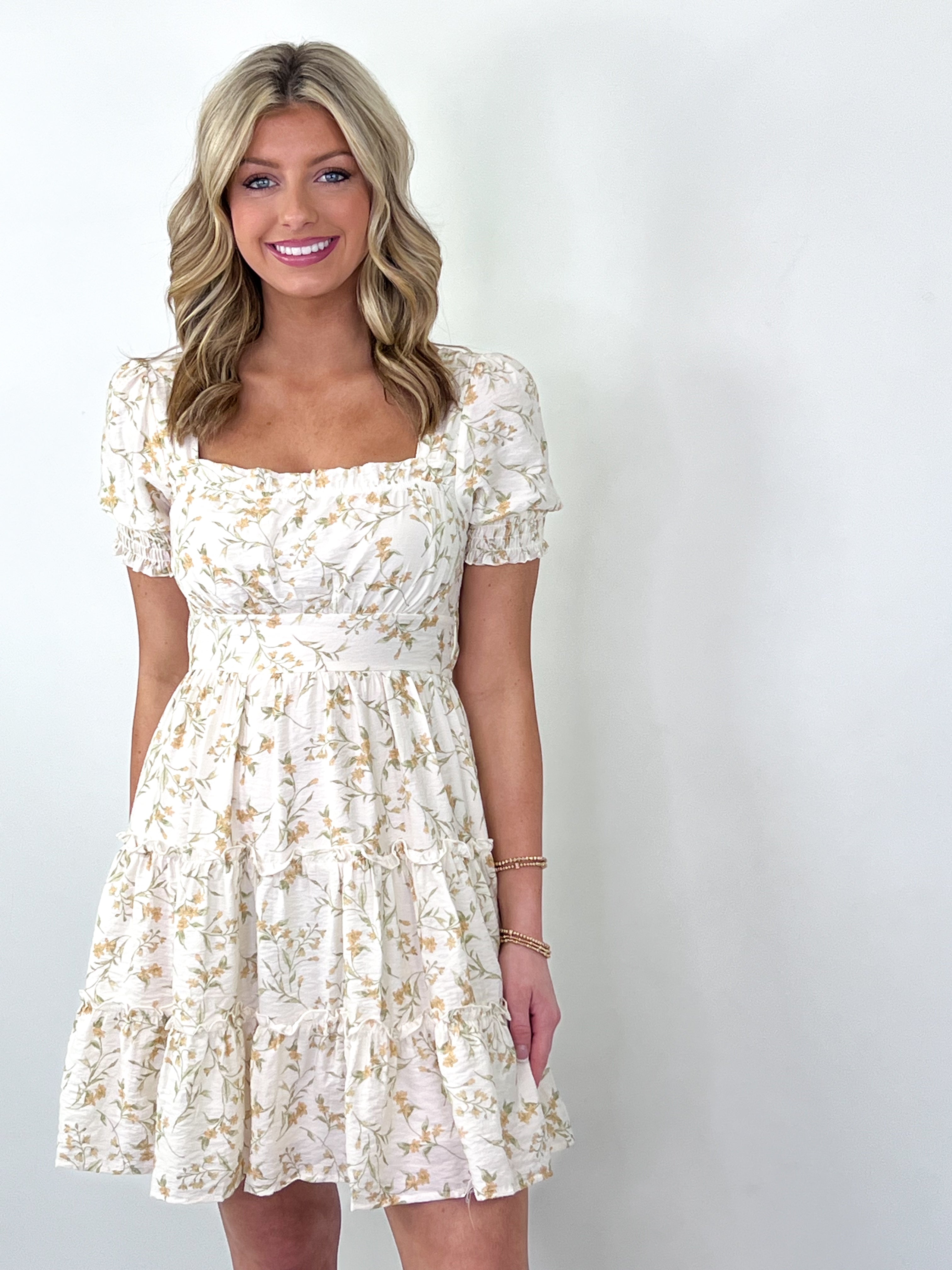 Hillary - Ivory Floral Mini Dress