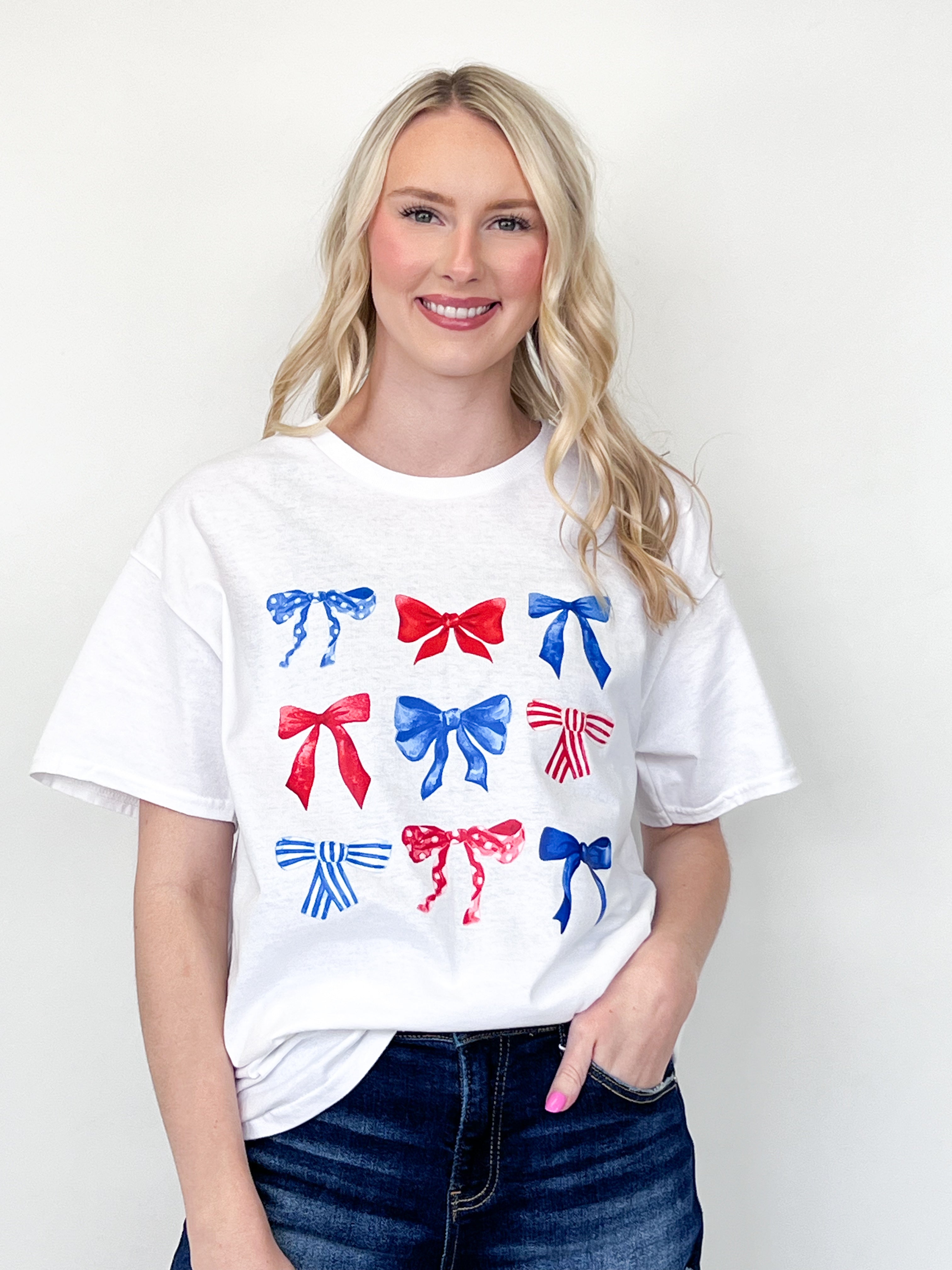 Red, White, & Blue Bow Graphic Tee