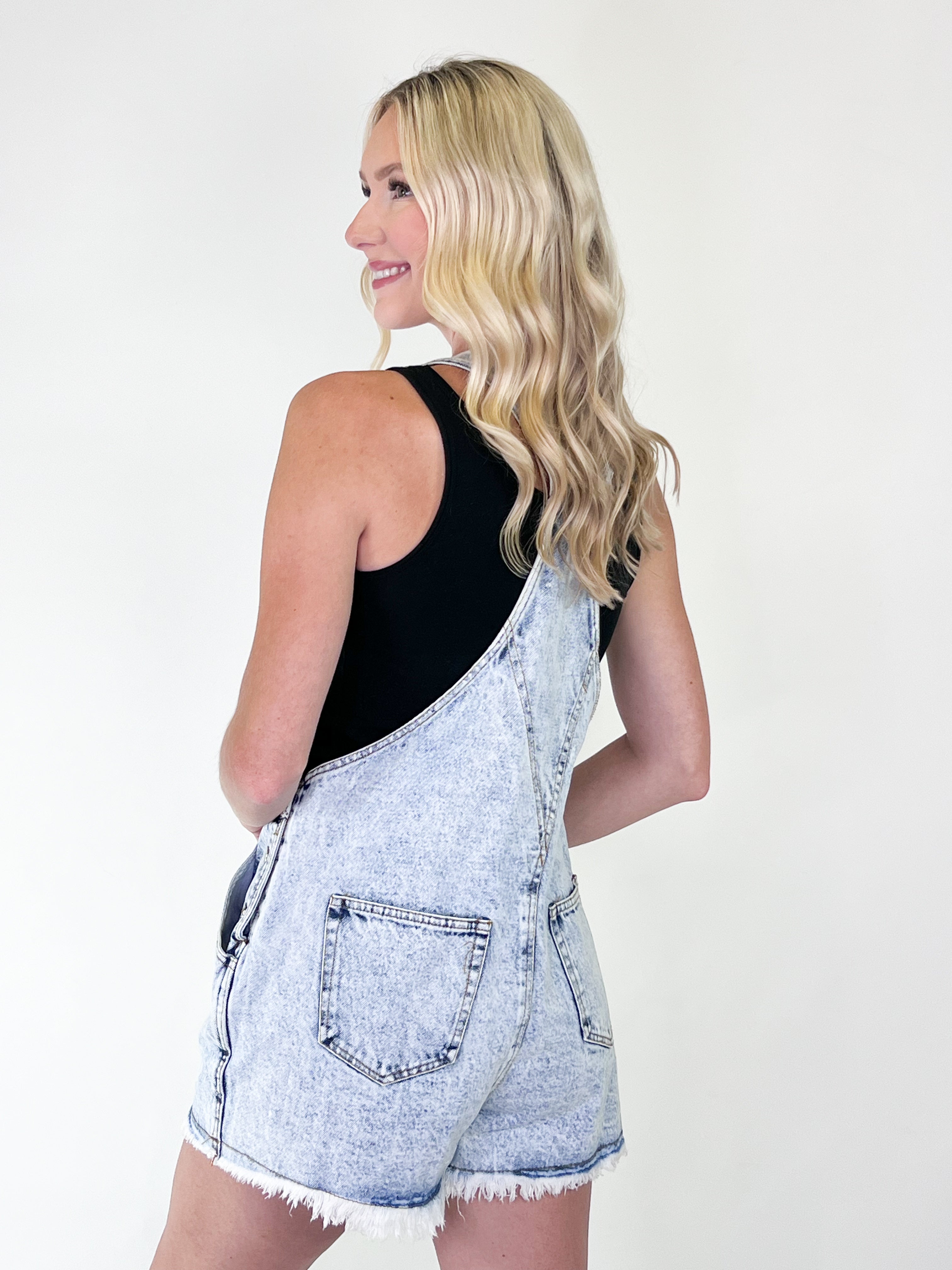 Malorie - Raw Hem Denim Overalls