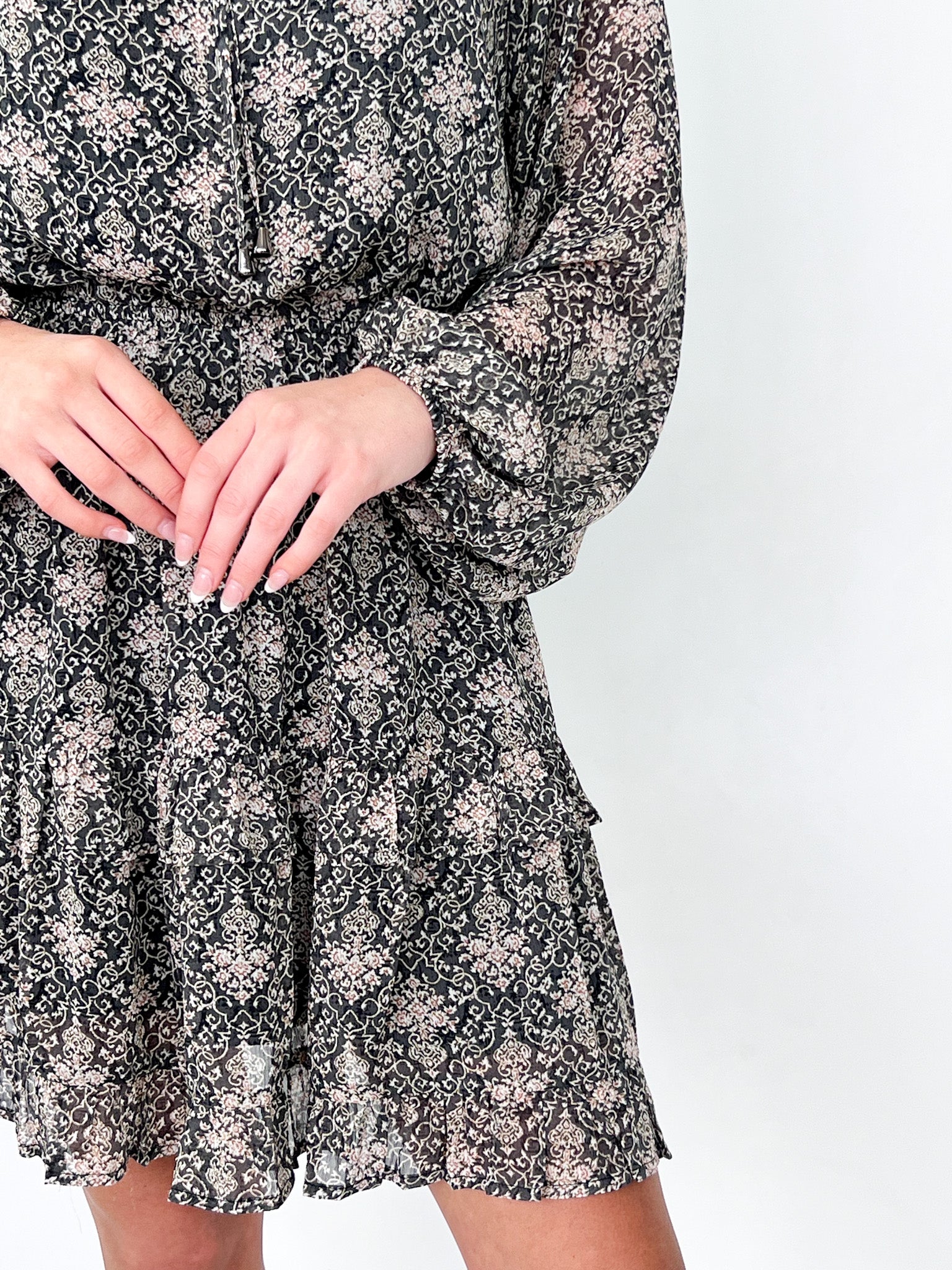 Charlotte - Printed Long Sleeve Tiered Dress