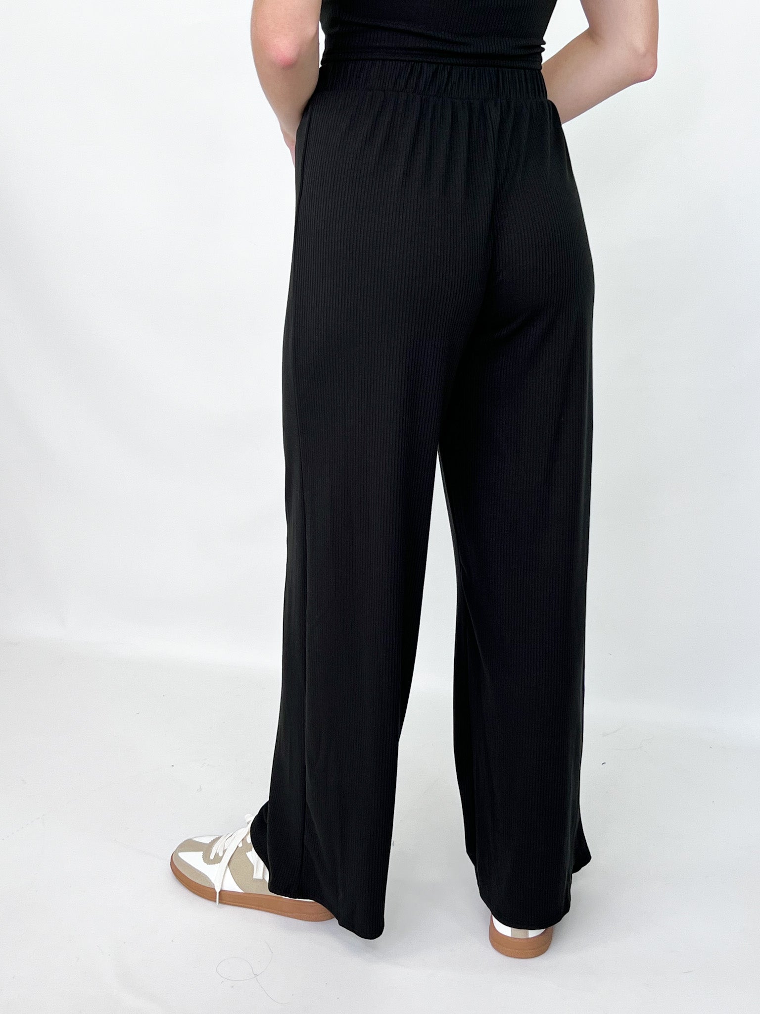 Faith - Mock Neck Ribbed Pant Set (Black)