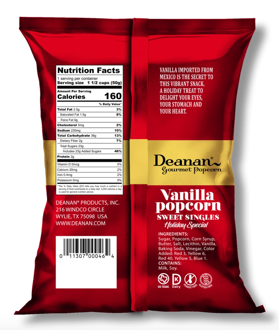 Deanan Gourmet Popcorn - Vanilla (Christmas)