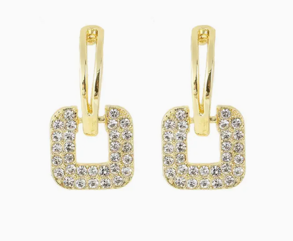 Selina - Rhinestone Geometric Drop Earrings