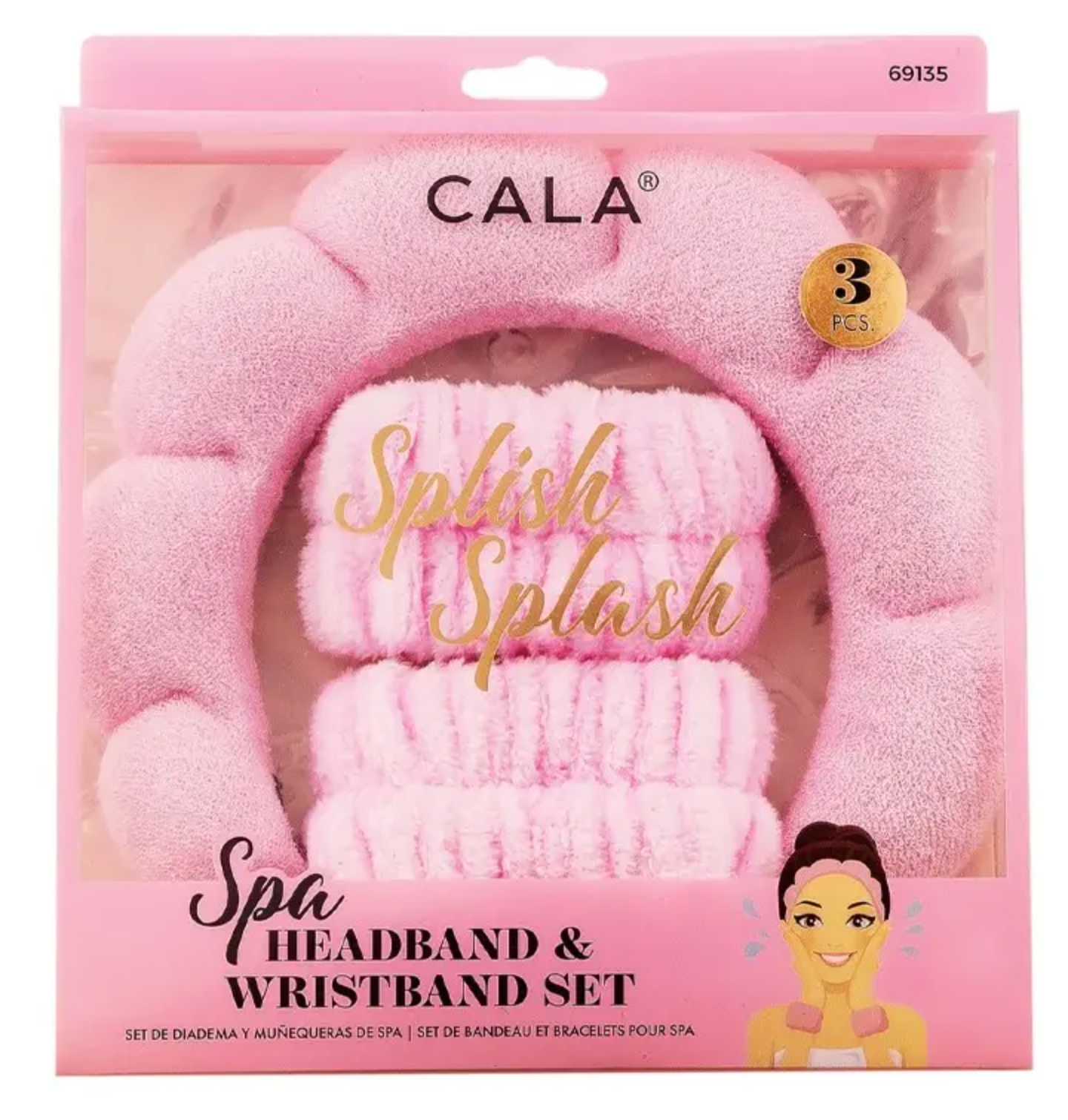 Cala Pink Spa Headband & Wristband Set