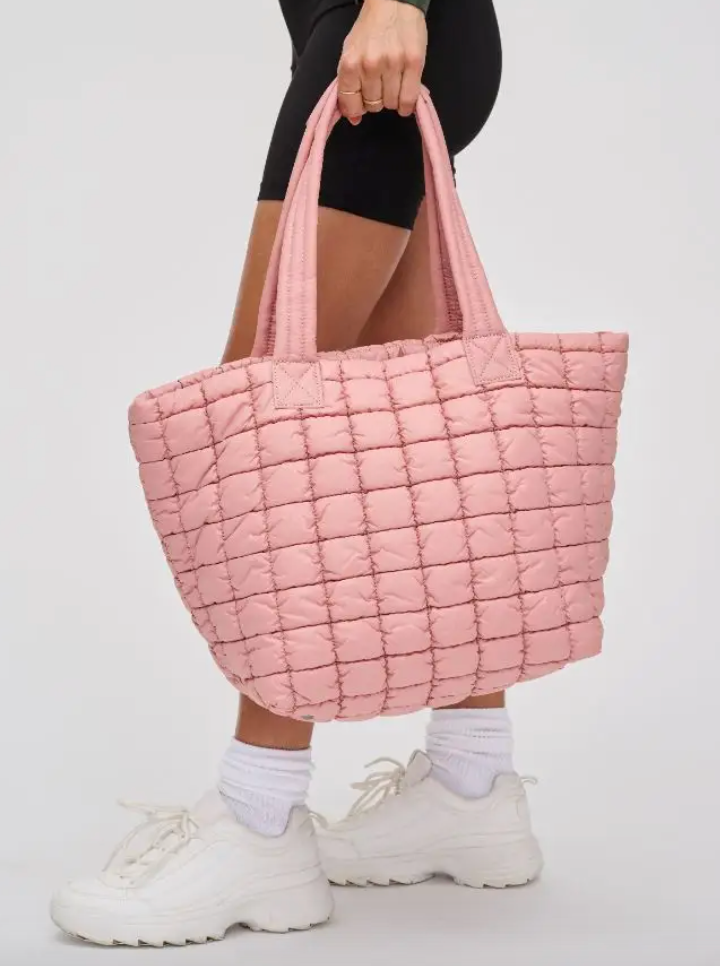 Breakaway Puffer Tote Bag - Pastel Pink