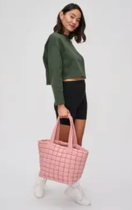 Breakaway Puffer Tote Bag - Pastel Pink