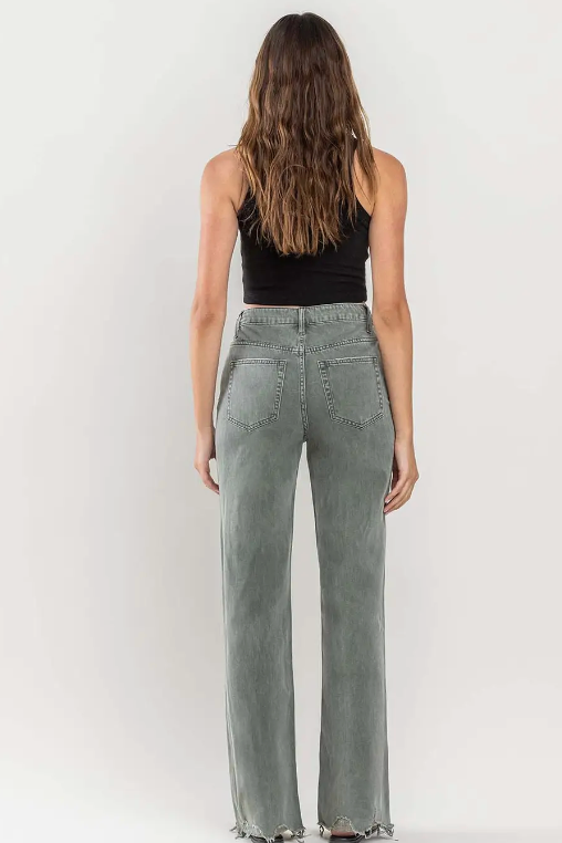 Vervet - 90's Vintage Super High Rise Flare Jeans - Thyme