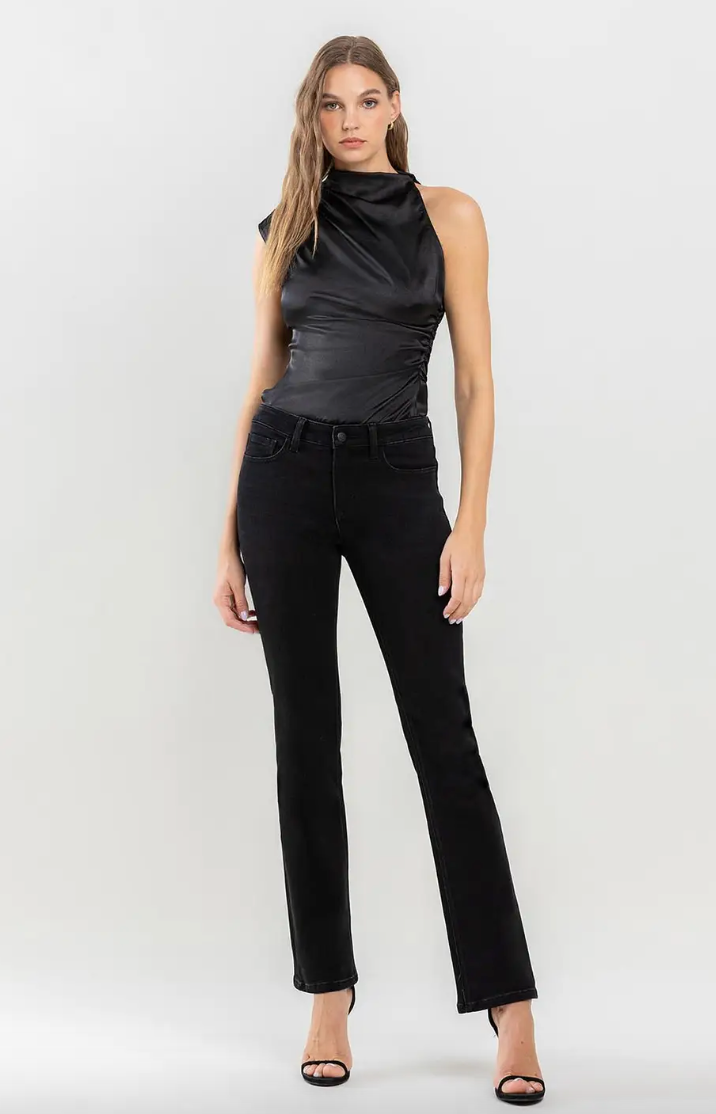 Callie - Mid-Rise Black Boot Cut Jeans