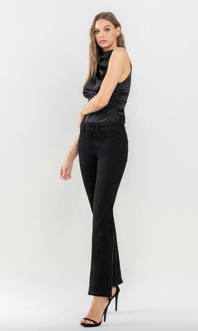 Callie - Mid-Rise Black Boot Cut Jeans