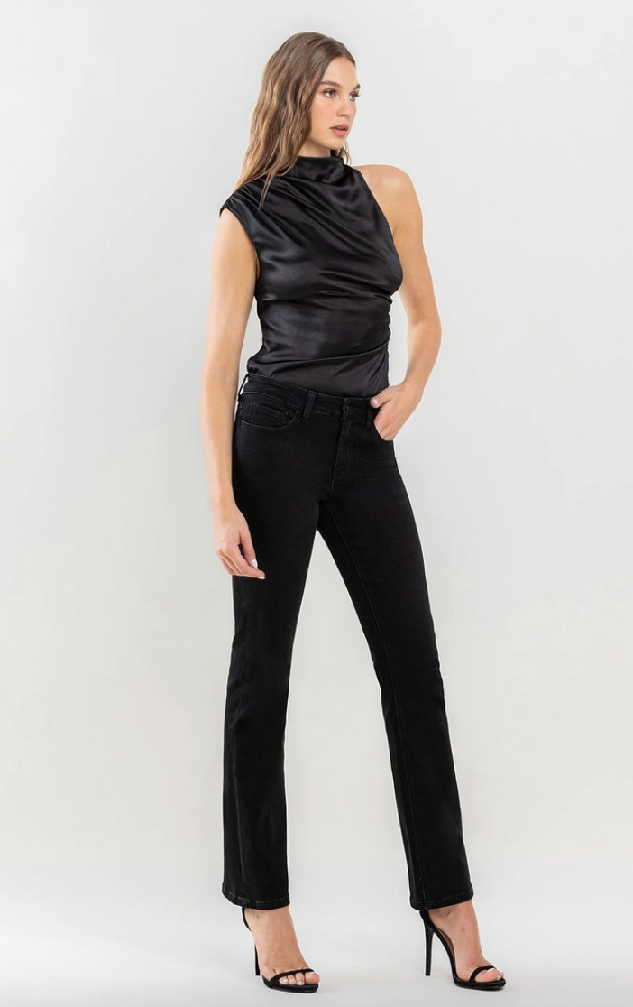 Callie - Mid-Rise Black Boot Cut Jeans