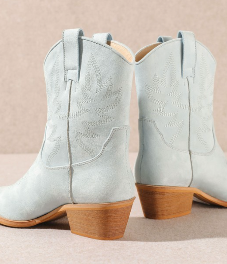 Claire - Western Ankle Boot (Light Blue)