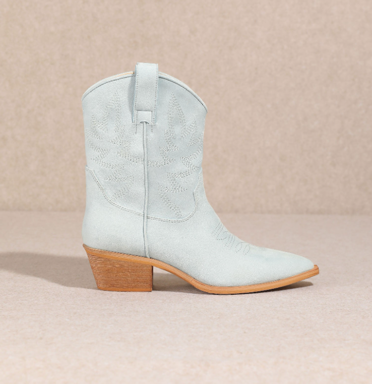 Claire - Western Ankle Boot (Light Blue)