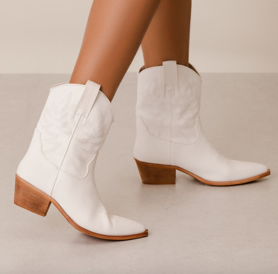 Claire - Western Ankle Boot (White)