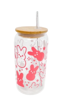 Drinking Glass 16 oz. - Pink Bunny