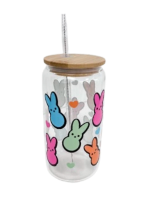 Drinking Glass 16 oz. - Neon Bunnies