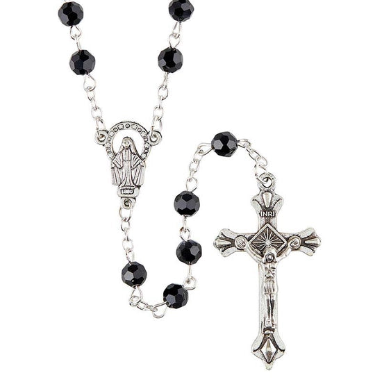 Black Glass Bead Rosary