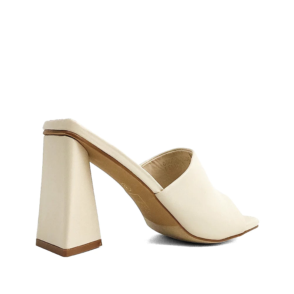 Felicia - Cream Triangle Block Heel