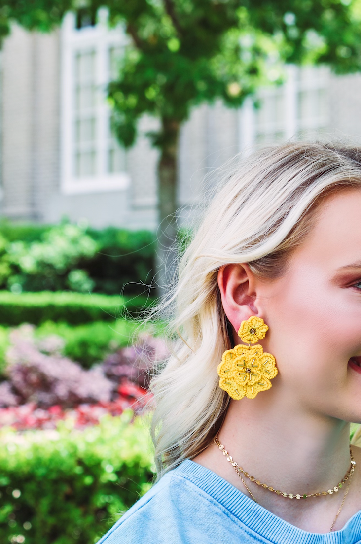 Skylar - Beaded Flower Earrings