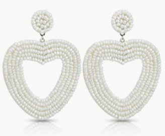 Valerie - Beaded Heart Earrings