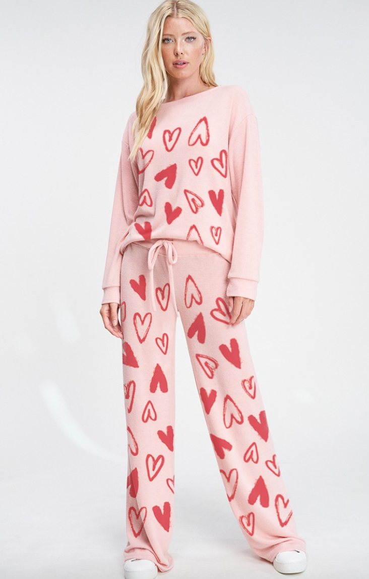 Evelyn - Red Hearts Lounge Pants