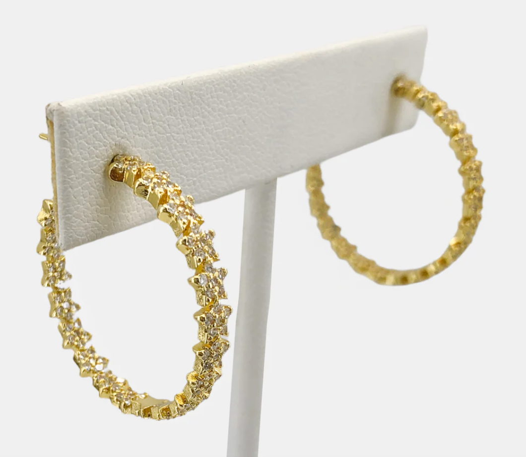 Clara - Star CZ Hoop Earrings (Gold)
