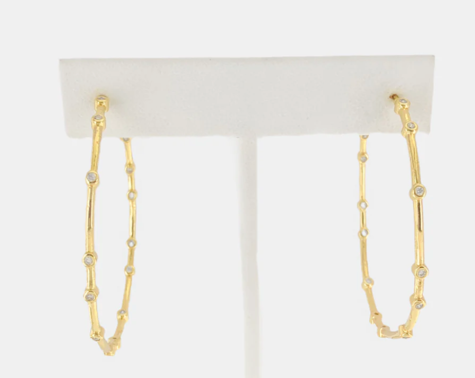 Zara - CZ Studded Hoop Earrings