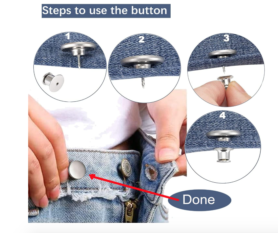 No Sew Jean Buttons - Metal